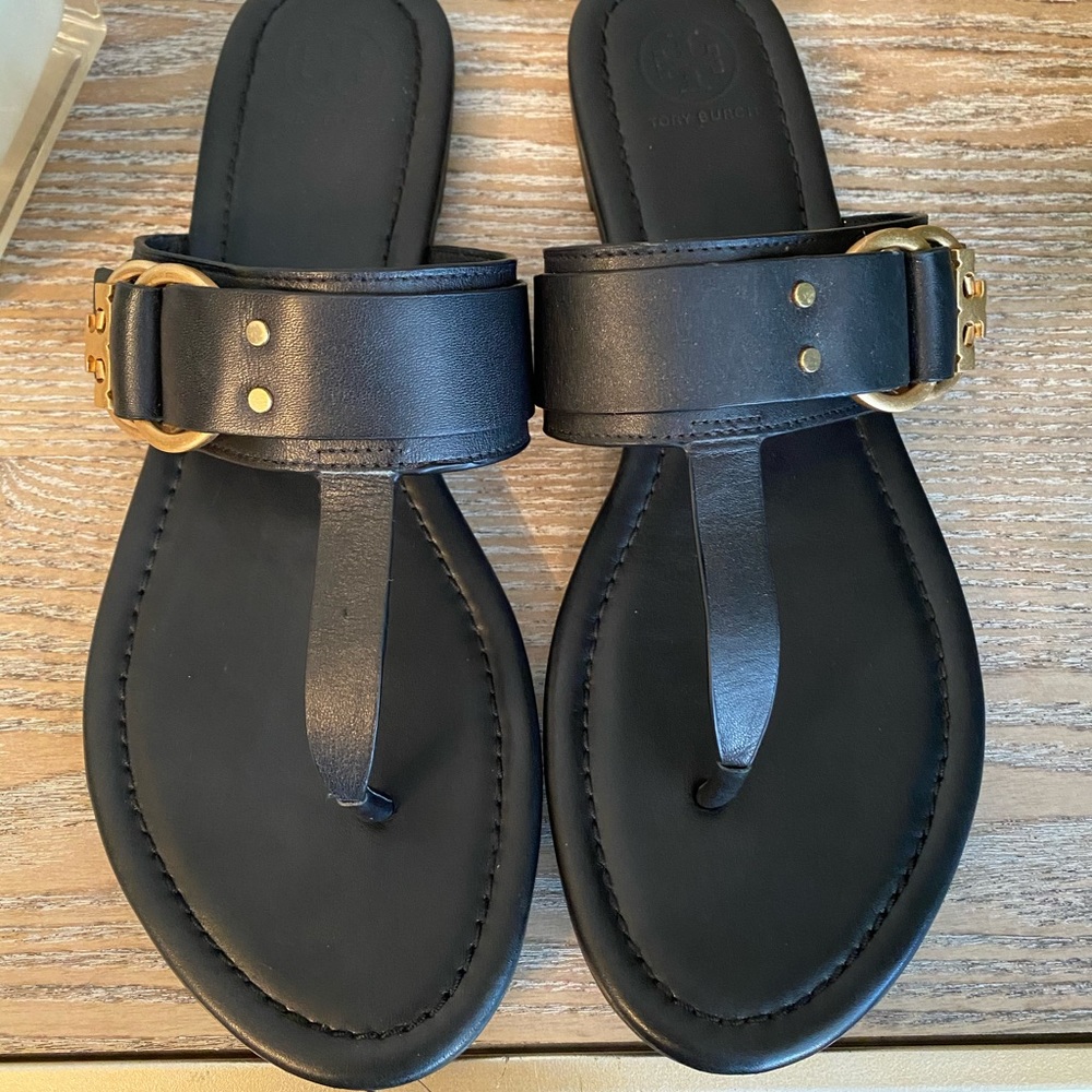 Tory Burch Marsden Flat Thong Sandals. Black 9.5